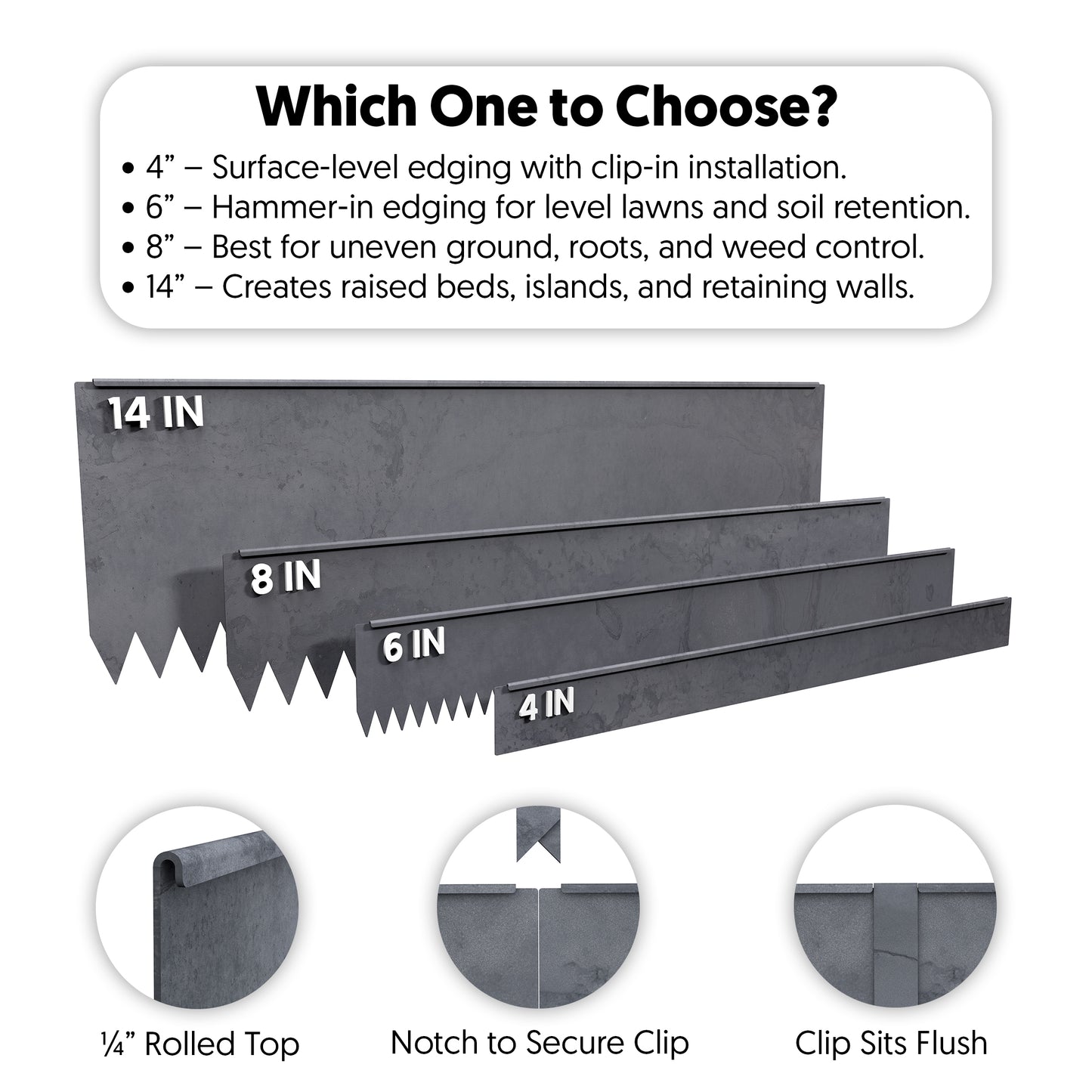 Hammer-In Landscape Edging - Cor-Ten Steel - 4ft Strips - Plus Connector Clips