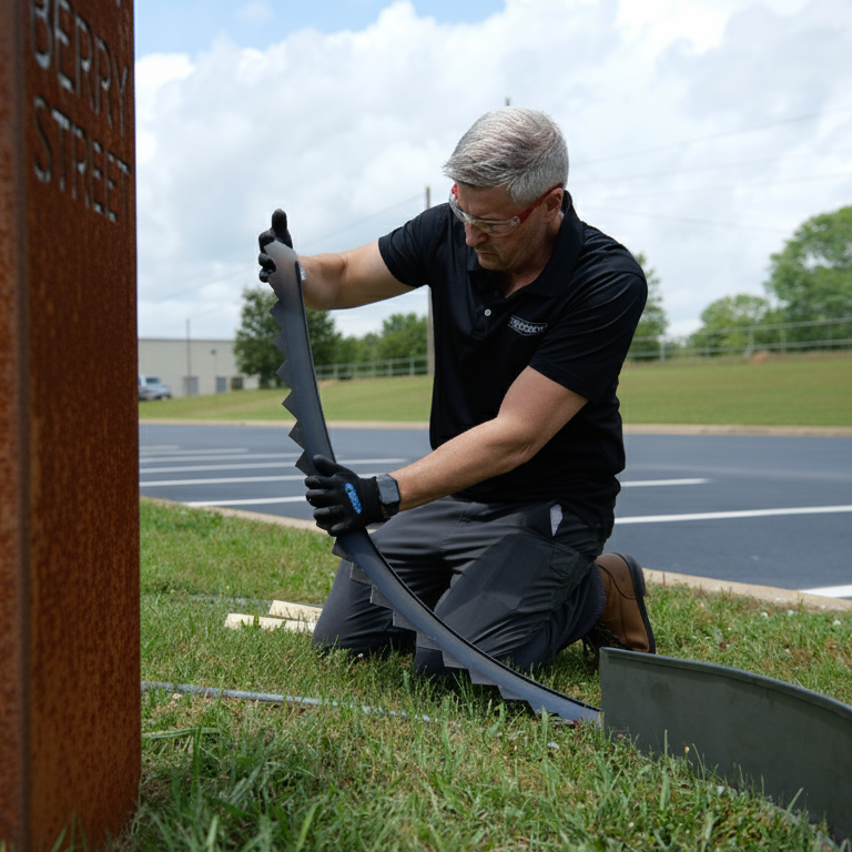 Hammer-In Landscape Edging - Cor-Ten Steel - 4ft Strips - Plus Connector Clips