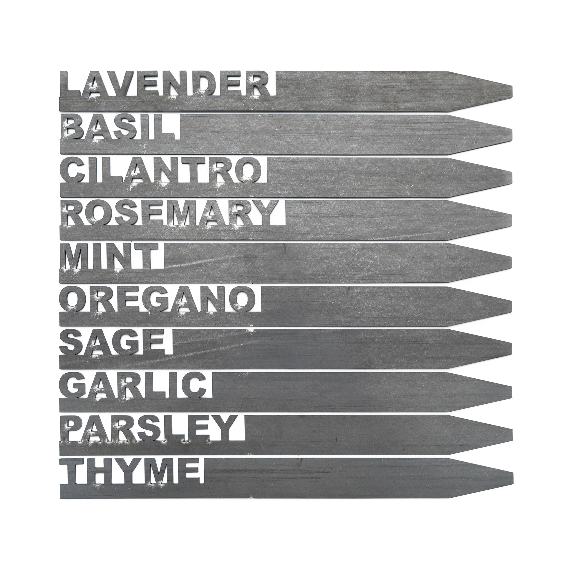Garden herb markers that are 1.25 of an inch wide by 14 inches long