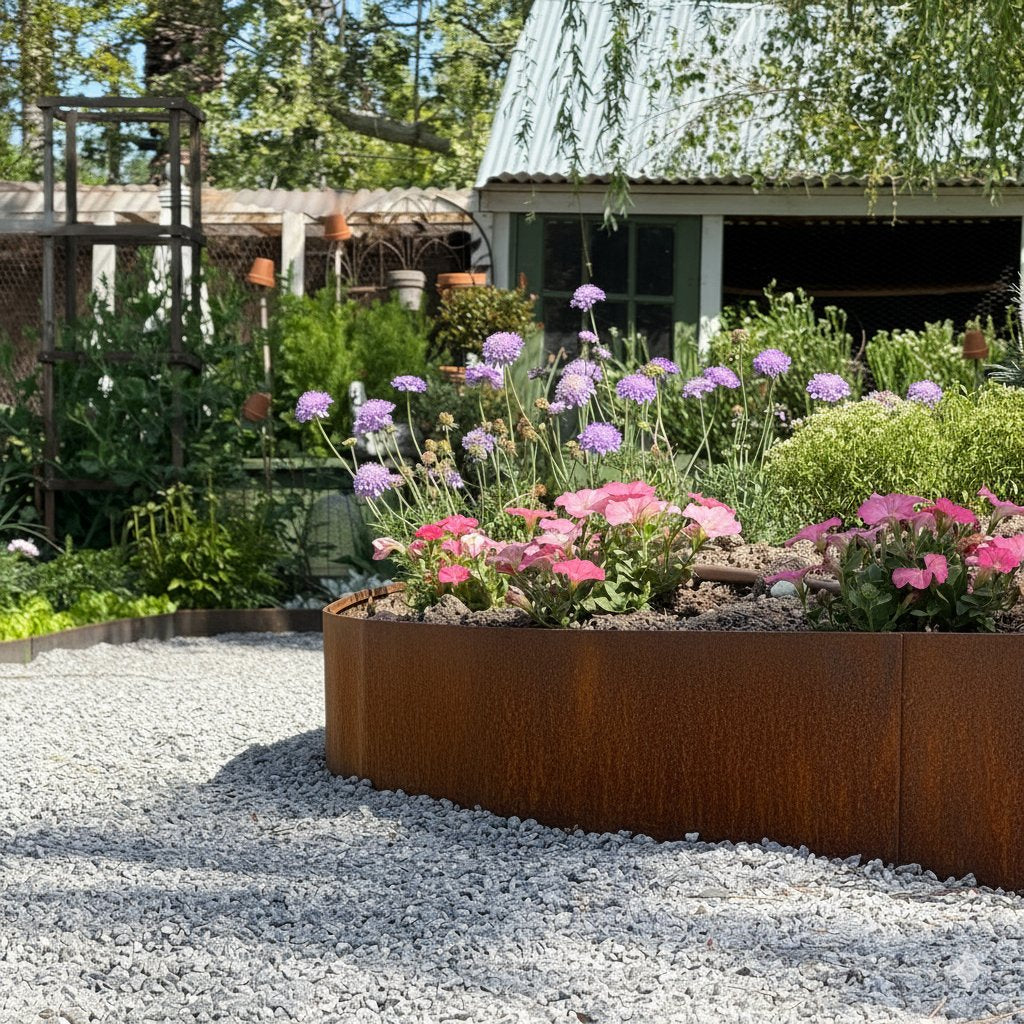 Hammer-In Landscape Edging - Cor-Ten Steel - 4ft Strips - Plus Connector Clips