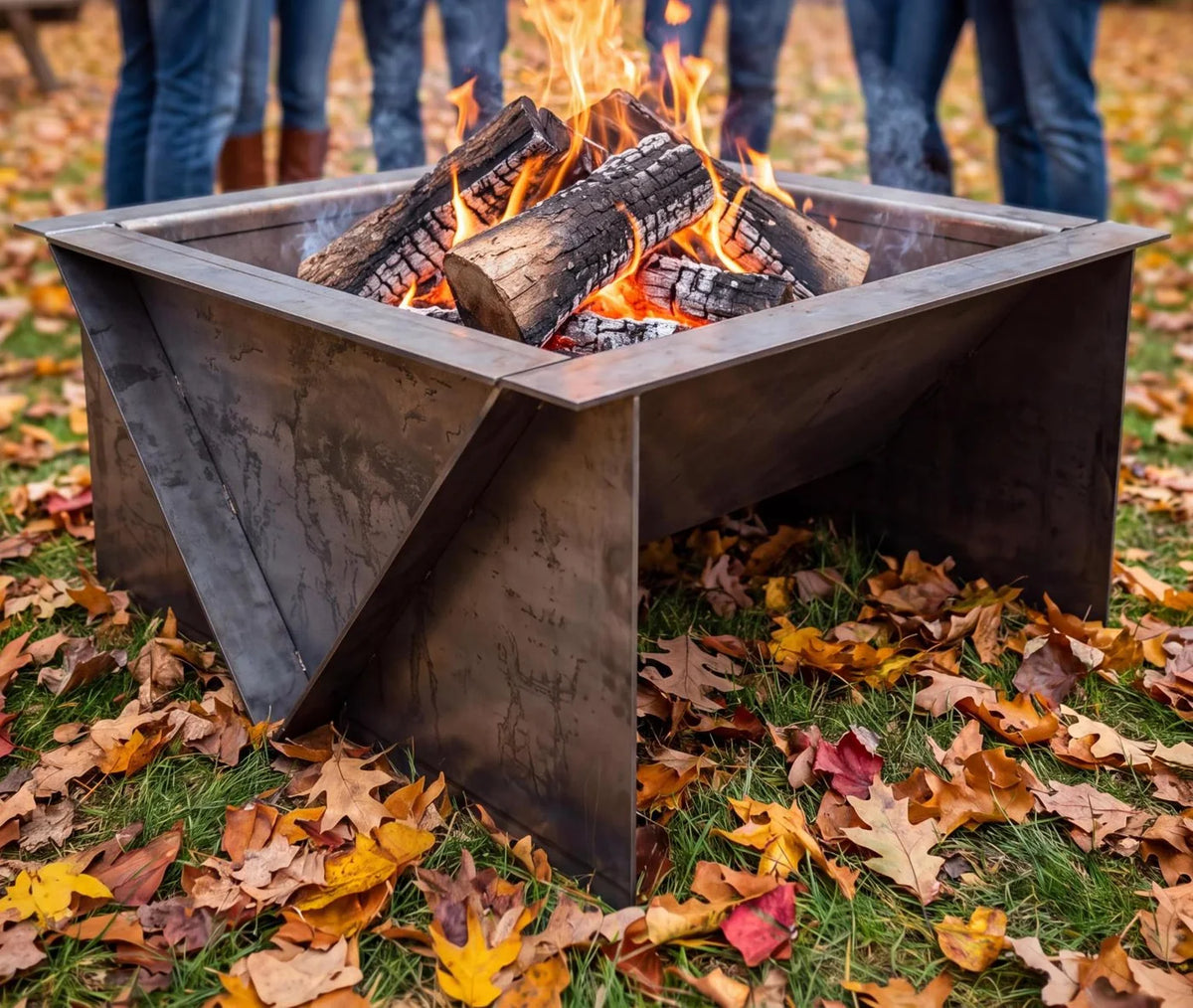 The Edge Right Fire Pit | Modern Steel Design | Precision Built | Long Burning
