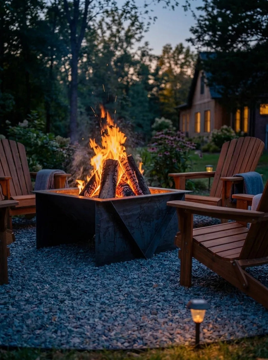The Edge Right Fire Pit | Modern Steel Design | Precision Built | Long Burning