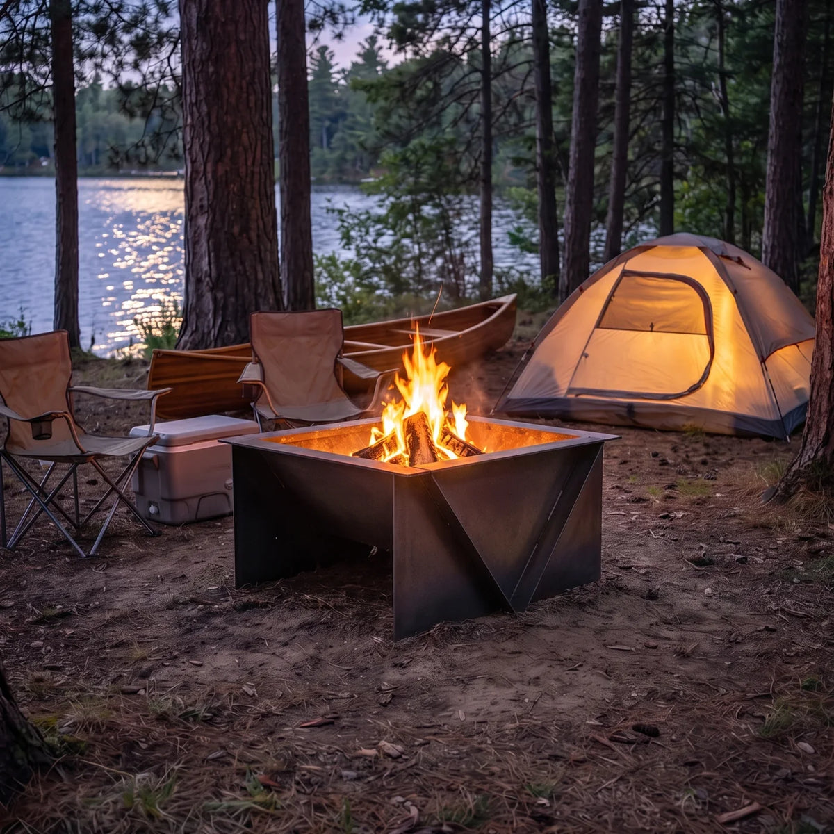 The Edge Right Fire Pit | Modern Steel Design | Precision Built | Long Burning